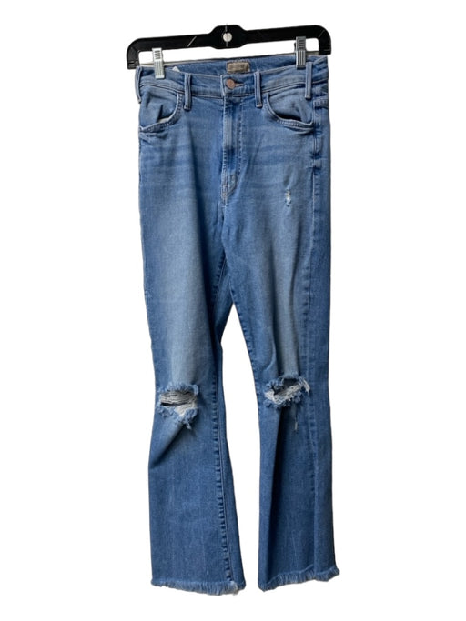 Mother Size 26 Blue Cotton Distressed Frayed Hem 5 Pocket Straight Leg Jeans Blue / 26