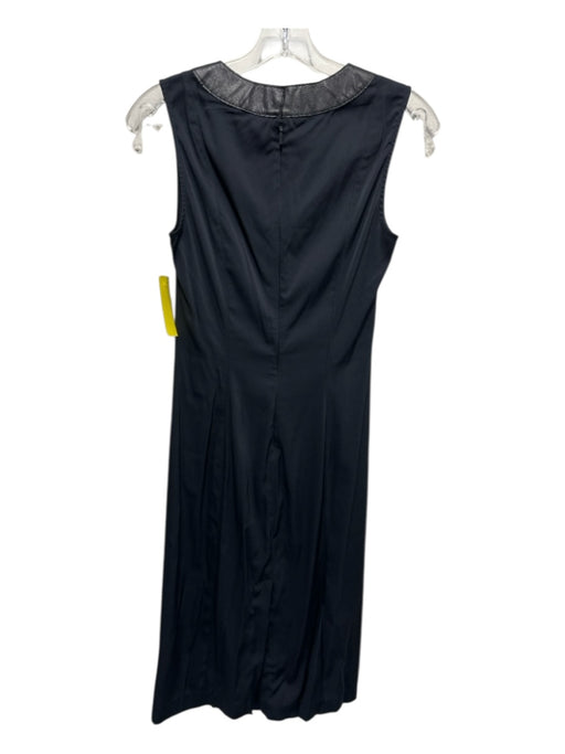 Gucci Size 38 Midnight Black Silk & Nylon Sleeveless Leather Detail Mini Dress Midnight Black / 38