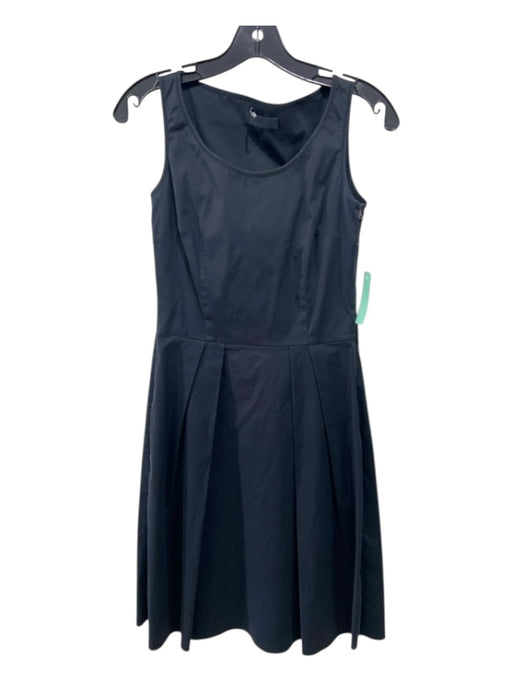 Prada Size EST 2 Black Cotton Blend Paneled Sleeveless Side Zip Mini Dress Black / EST 2