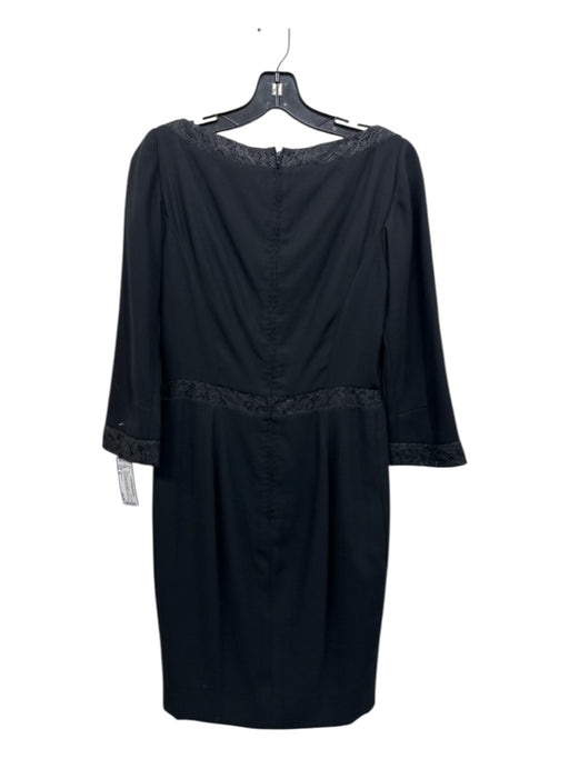 L'Wren Scott Size 46 Black Polyester Blend Lace Accents Boat Neck Sheath Dress Black / 46