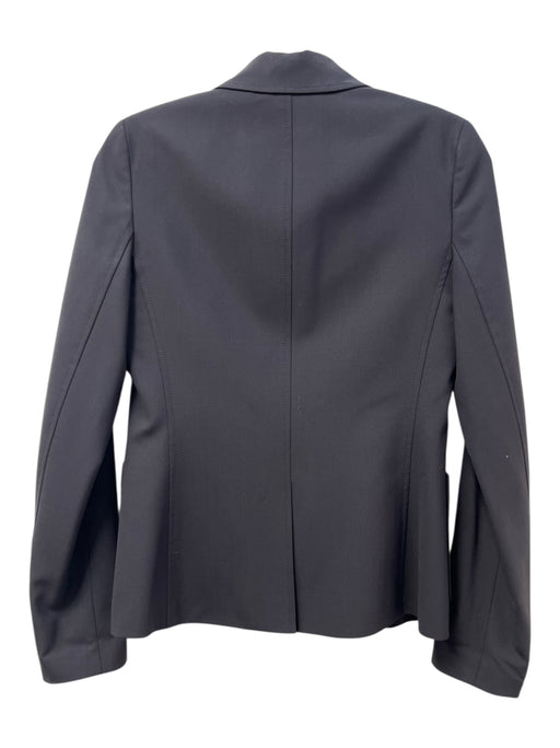 Theory Size 2 Black Wool Blend Lapel Front Pockets Button Detail Blazer Jacket Black / 2