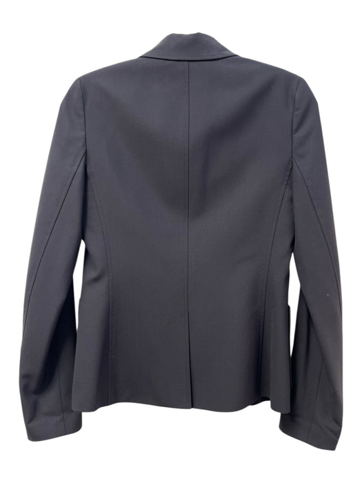 Theory Size 2 Black Wool Blend Lapel Front Pockets Button Detail Blazer Jacket Black / 2