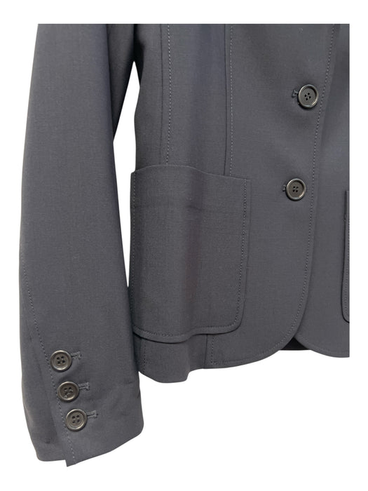 Theory Size 2 Black Wool Blend Lapel Front Pockets Button Detail Blazer Jacket Black / 2