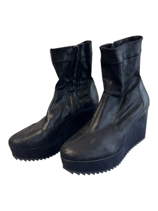 Pedro Garcia Shoe Size 39 Black Almond Toe Side Zip Wedge Heel Ankle Boot Boots Black / 39