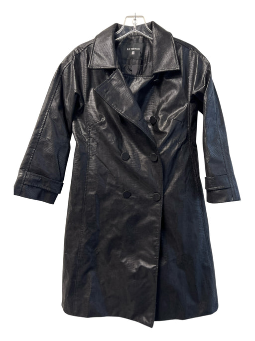 Le Trench Size S Black Polyamide Croc Print Button Front Back Strap Jacket Black / S