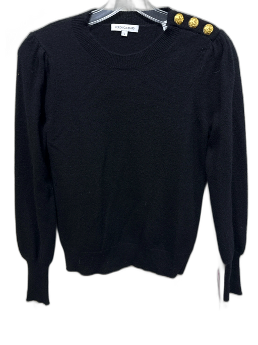 Veronica Beard Size S Black Cashmere Gold Tone Hardware Button Detail Sweater Black / S