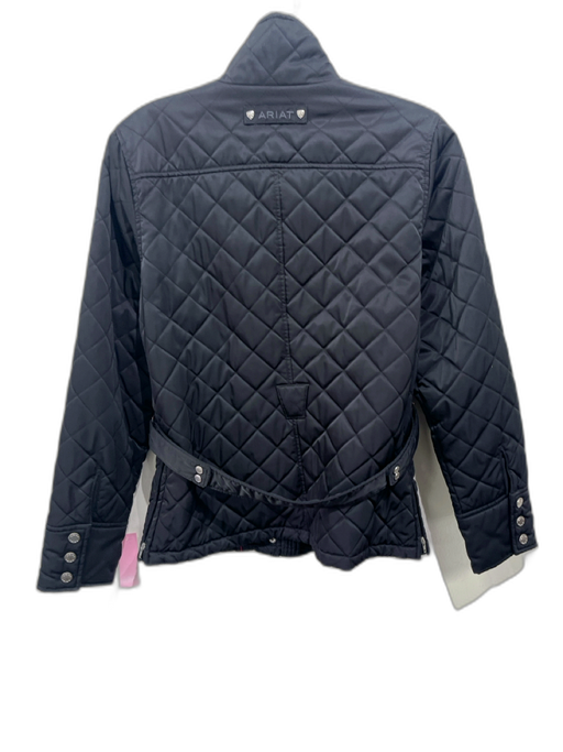 Ariat Size S Black Polyester Quilted Zip Up Snap Button Belted Jacket Black / S