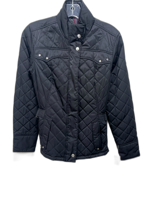 Ariat Size S Black Polyester Quilted Zip Up Snap Button Belted Jacket Black / S