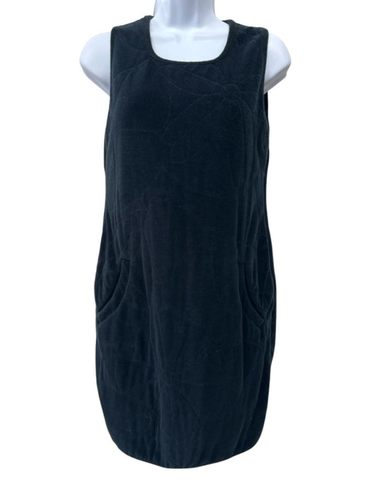 Chanel Size 34 Black Cotton Floral Design Stich Detail Sleeveless Pockets Dress Black / 34