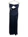 Retrofete Size M Navy Polyester Sleeveless Shimmer Ruffle Side Zip Gown Navy / M