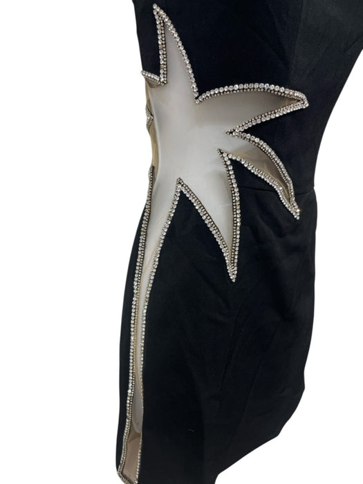 Retrofete Size L Black & Multi Polyester Rhinestone Mesh Detail Strapless Dress Black & Multi / L
