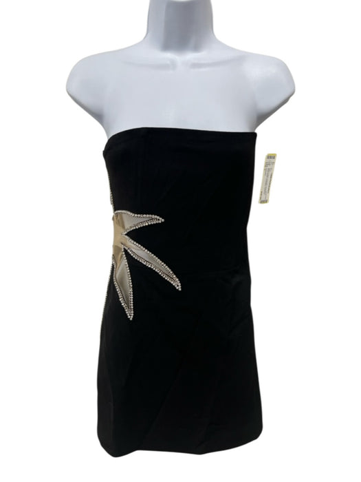 Retrofete Size L Black & Multi Polyester Rhinestone Mesh Detail Strapless Dress Black & Multi / L