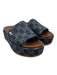 Gucci Shoe Size 39 Navy & Brown Canvas & Leather open toe Platform Sandals Navy & Brown / 39