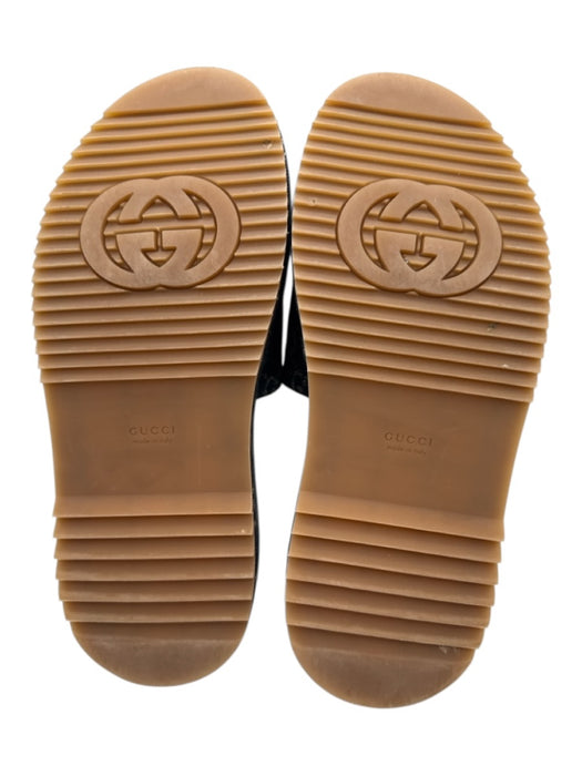Gucci Shoe Size 39 Navy & Brown Canvas & Leather open toe Platform Sandals Navy & Brown / 39