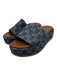 Gucci Shoe Size 39 Navy & Brown Canvas & Leather open toe Platform Sandals Navy & Brown / 39