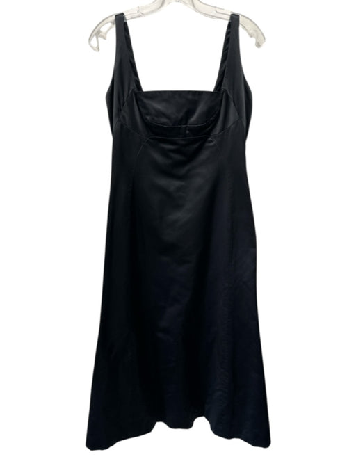 Velasco Andersson Size 10 Black Silk Satin Sleeveless Square Neck Back Zip Dress Black / 10