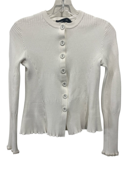 Proenza Schouler Size XS White Viscose & Polyester Long Sleeve Rib Knit Cardigan White / XS