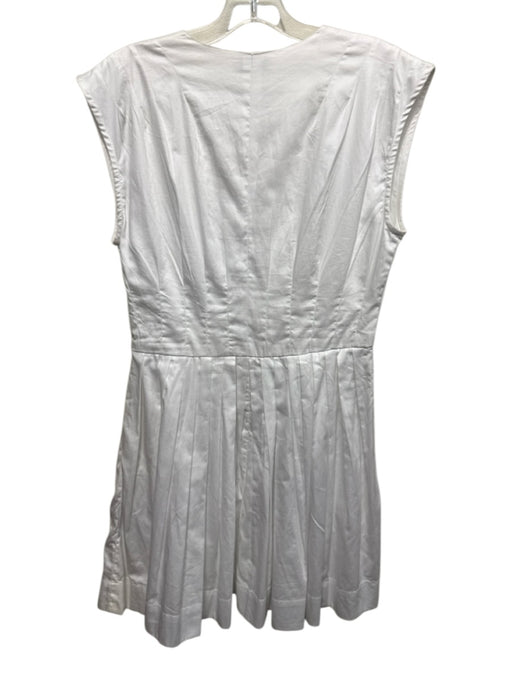 Karina Grimaldi Size S White Cotton Sleeveless Gold Button Detail Pleated Dress White / S
