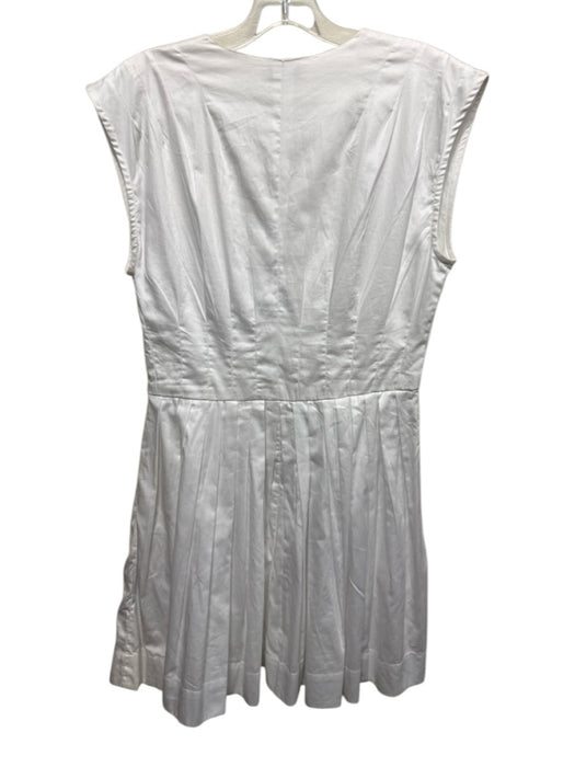 Karina Grimaldi Size S White Cotton Sleeveless Gold Button Detail Pleated Dress White / S
