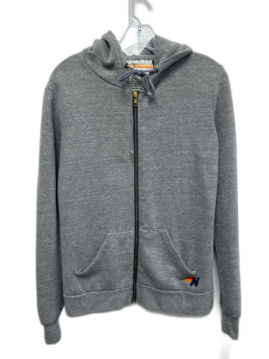 Aviator Nation Size S Gray Cotton Blend Heathered Zip Up Drawstring Jacket Gray / S