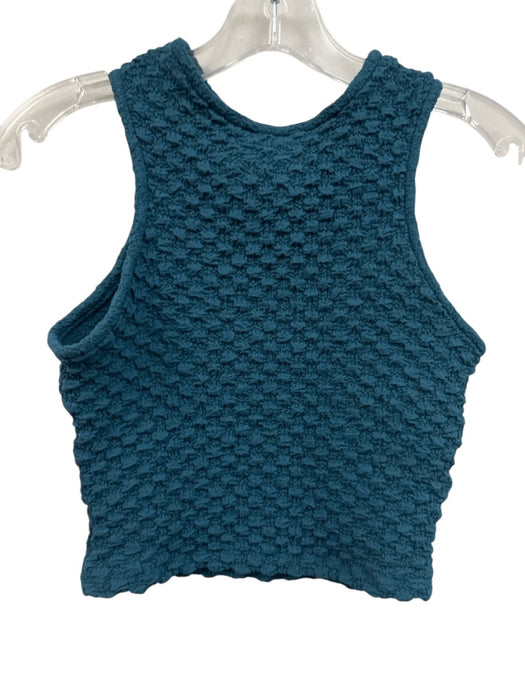 Nomia Size XS Teal Blue Polyester Sleeveless Texture Knit Cropped Top Teal Blue / XS