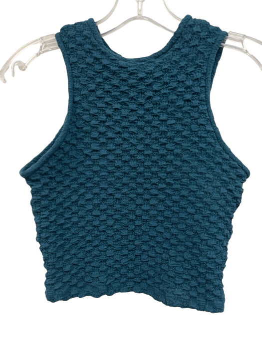 Nomia Size XS Teal Blue Polyester Sleeveless Texture Knit Cropped Top Teal Blue / XS