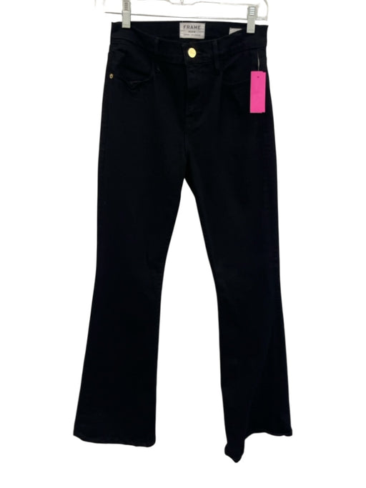 Frame Size 26 Black Cotton Denim High Rise Flare Jeans Black / 26