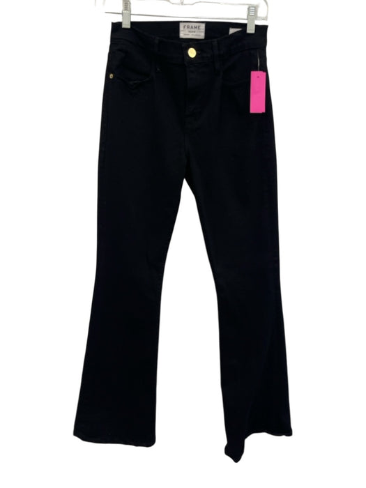 Frame Size 26 Black Cotton Denim High Rise Flare Jeans Black / 26