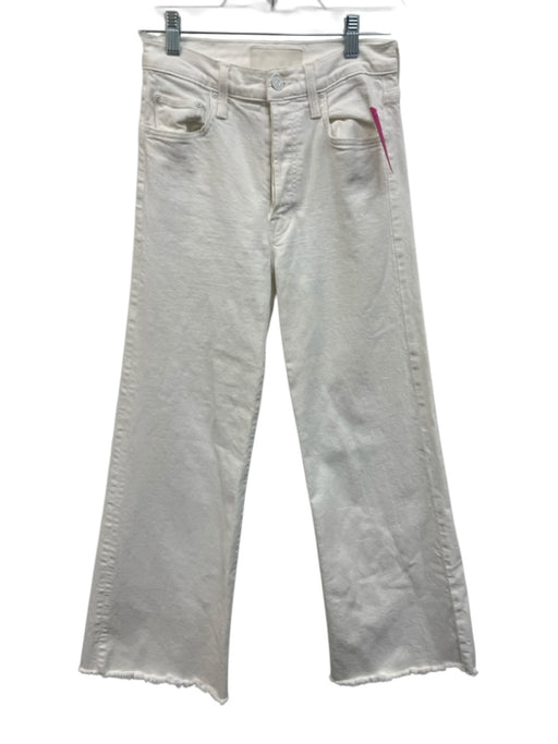 Mother Superior Size 26 White Cotton Denim High Rise Raw Hem 5 Pocket Jeans White / 26