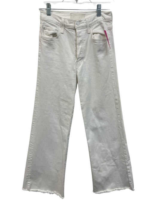 Mother Superior Size 26 White Cotton Denim High Rise Raw Hem 5 Pocket Jeans White / 26