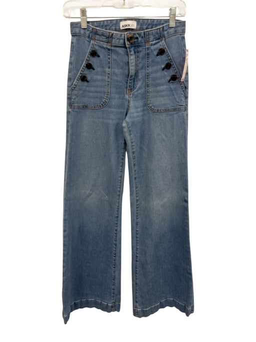 ASKK NY Size 25 Light Wash Cotton Denim Mid Rise Sailor Buttons Whiskering Jeans Light Wash / 25