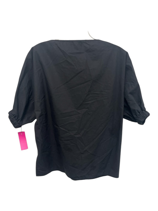 Rachel Comey Size XS Black Cotton Short Puff Sleeve Side Slit Boat Neck Top Black / XS