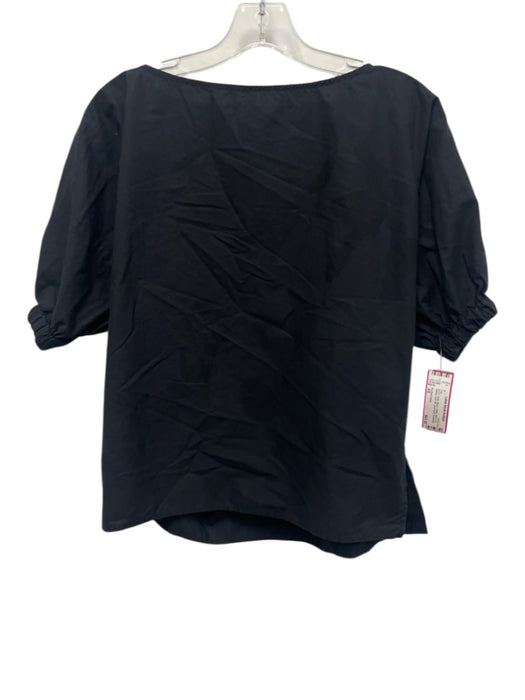Rachel Comey Size XS Black Cotton Short Puff Sleeve Side Slit Boat Neck Top Black / XS