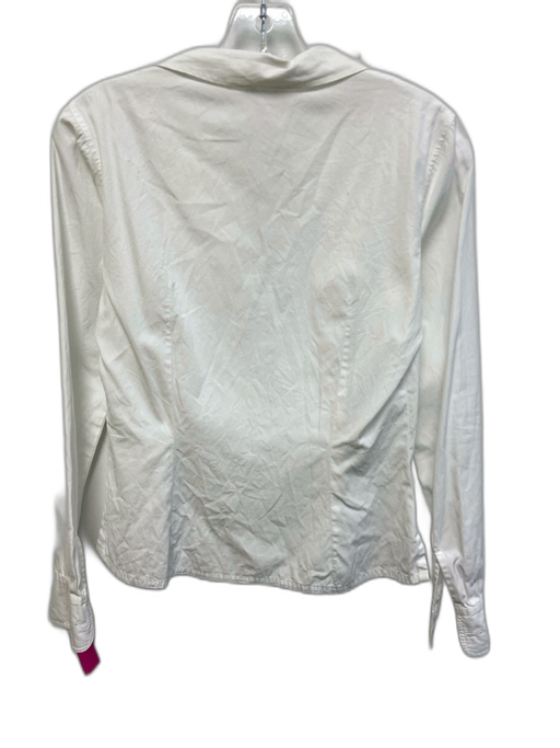 Agnes B Size Est XS White Cotton Long Sleeve Button Ruffle Top White / Est XS