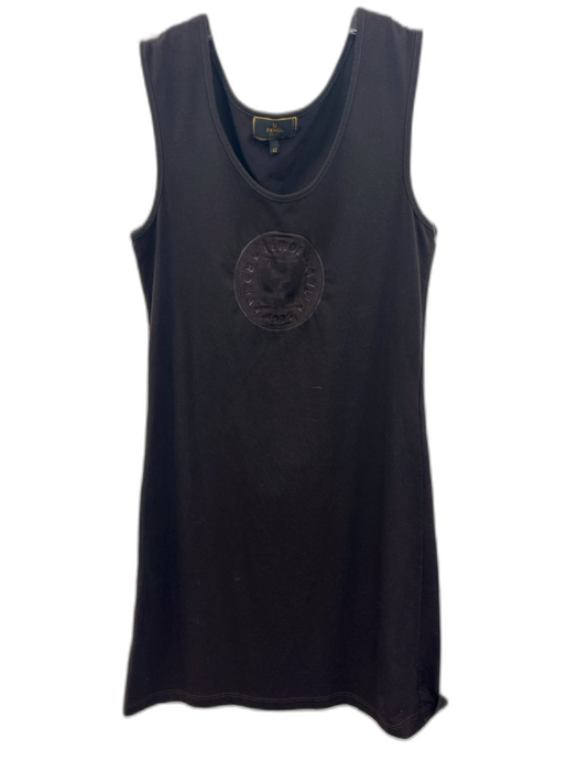 Fendi Size 42 Chocolate Brown Cotton Blend Crew Neck Sleeveless Logo Dress Chocolate Brown / 42