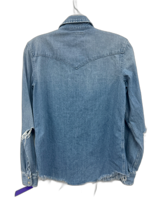 Mother Size S Light Wash Cotton Distressed Button Close Front Pockets Jacket Light Wash / S