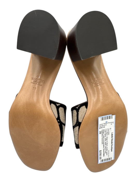 Valentino Garavani Shoe Size 39 Beige & Black textile upper Logo Band Sandals Beige & Black / 39
