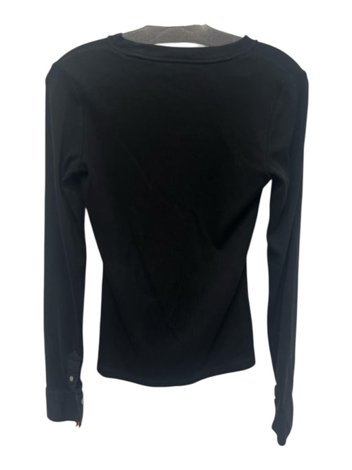 Veronica Beard Jeans Size XS Black Pima Cotton Blend Ribbed Knit Long Sleeve Top Black / XS