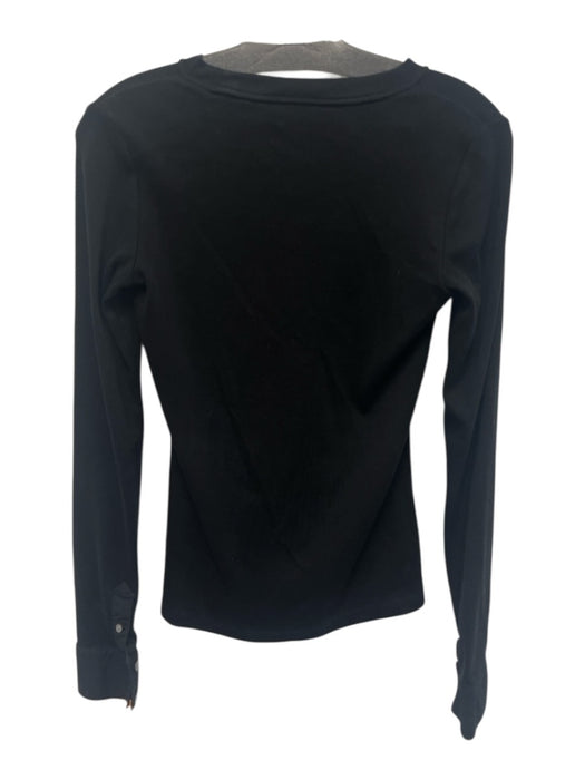 Veronica Beard Jeans Size XS Black Pima Cotton Blend Ribbed Knit Long Sleeve Top Black / XS