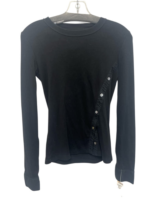 Veronica Beard Jeans Size XS Black Pima Cotton Blend Ribbed Knit Long Sleeve Top Black / XS