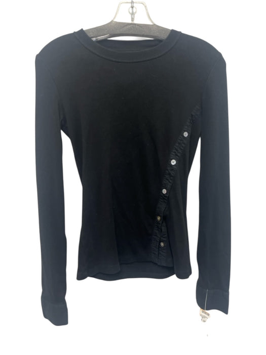 Veronica Beard Jeans Size XS Black Pima Cotton Blend Ribbed Knit Long Sleeve Top Black / XS