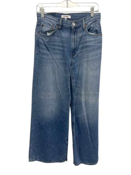 RE/DONE Size 24 Medium Wash Cotton Fading Mid Rise Wide Leg Jeans Medium Wash / 24