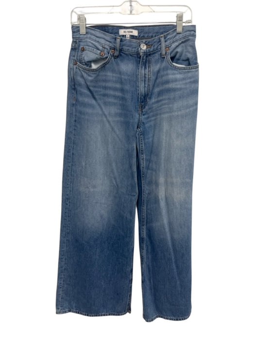RE/DONE Size 24 Medium Wash Cotton Fading Mid Rise Wide Leg Jeans Medium Wash / 24