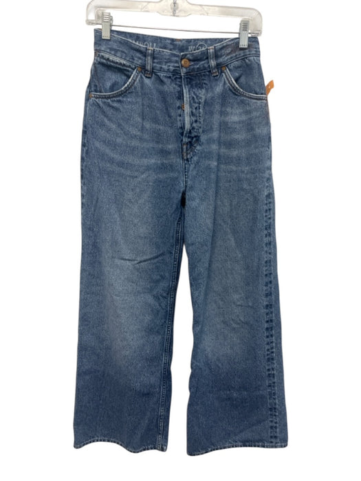 Chloe Size 26 Medium Wash Cotton Blend High Rise Cropped Button Fly Jeans Medium Wash / 26