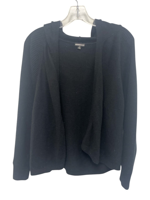 Minnierose Size S Black Cashmere Hooded Open Front Cardigan Black / S