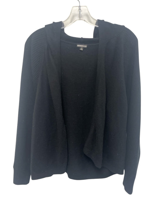 Minnierose Size S Black Cashmere Hooded Open Front Cardigan Black / S