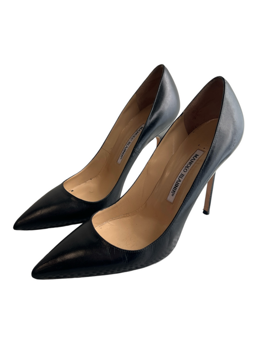 Manolo Blahnik Shoe Size 39 Black Leather Pointed Toe Stilletto Pump Shoes Black / 39