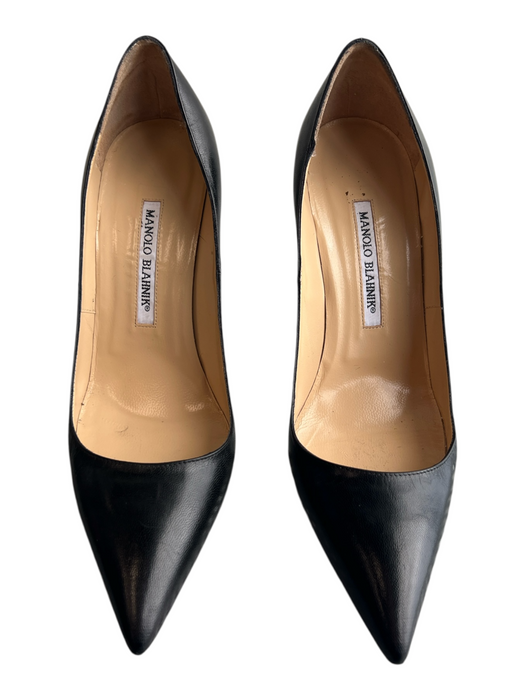 Manolo Blahnik Shoe Size 39 Black Leather Pointed Toe Stilletto Pump Shoes Black / 39