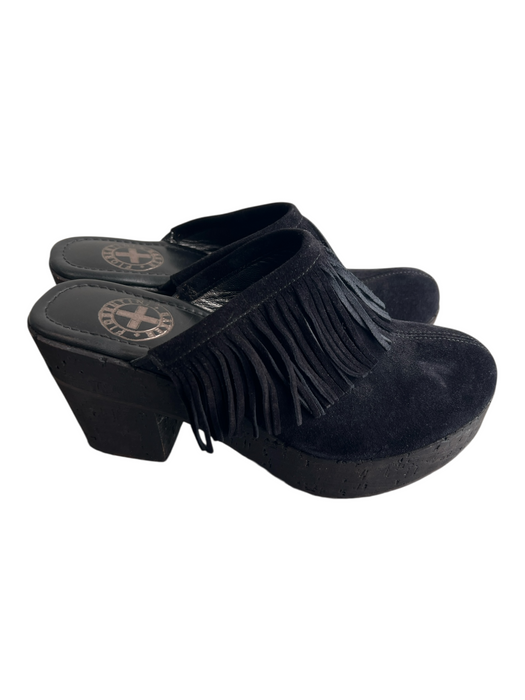 Fiorentini + Baker Shoe Size 40 Black Leather Round Toe Fringe Platform Shoes Black / 40