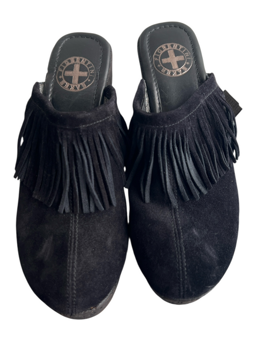 Fiorentini + Baker Shoe Size 40 Black Leather Round Toe Fringe Platform Shoes Black / 40